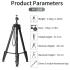 Jmary KP-2208 Multi-Functional Aluminum Tripod for Cameras & Mobile Phone - Black